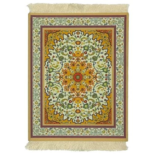 Коврик для компьютерной мыши желтый / зеленый, ковровый узор, резина / полиэстер, декоративный персидский #1