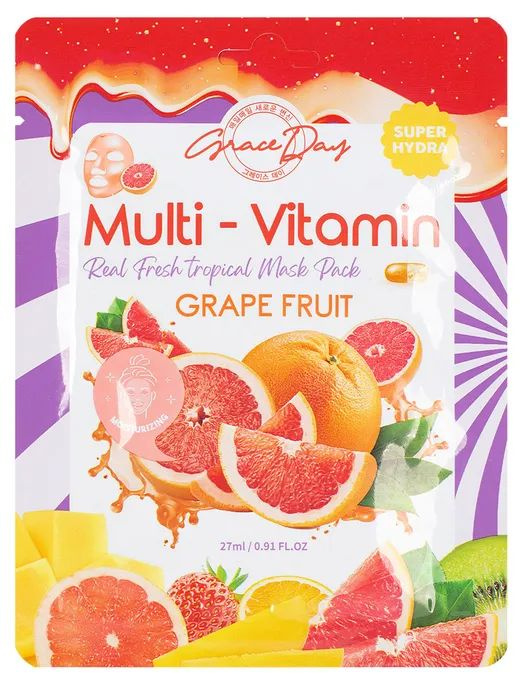 Маска для лица Grace Day Multi-Vitamin Grape Fruit Mask с экстрактом грейпфрута тканевая, 27 мл  #1