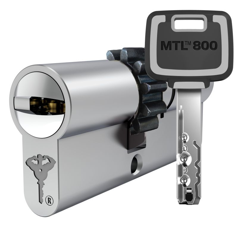 Цилиндр дверной Mul-T-Lock MTL 800(71мм 33*38) ключ-ключ, никель, шестеренка  #1