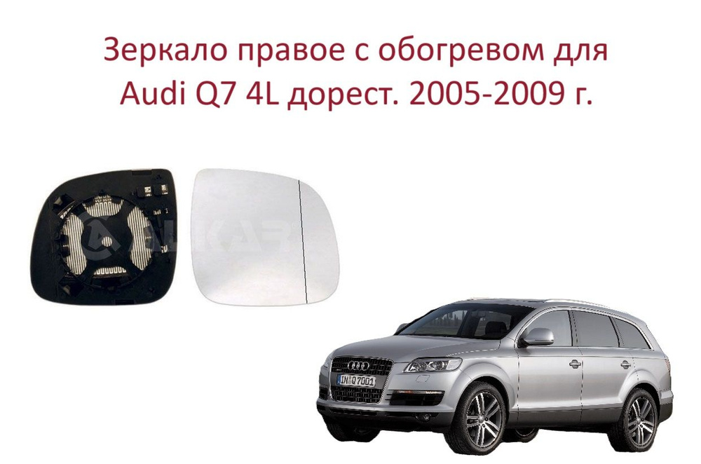 Зеркало правое с обогревом стекло правого зеркала Audi Q7 4L до рестайлинга Ауди Ку 7 2005-2010 г.  #1