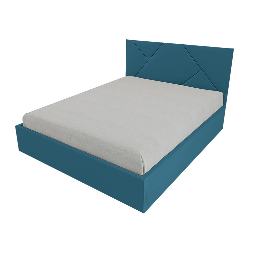 Двуспальная кровать Линда Эко 180x200 с подъемным механизмом и с коробом для белья велюр бирюзовый ножки #1