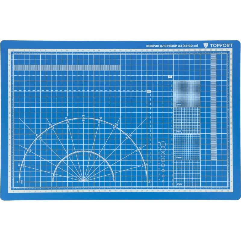 Коврик для резки Topfort Трехслойный, А3, 45х30 см, двухсторонний, синий  #1
