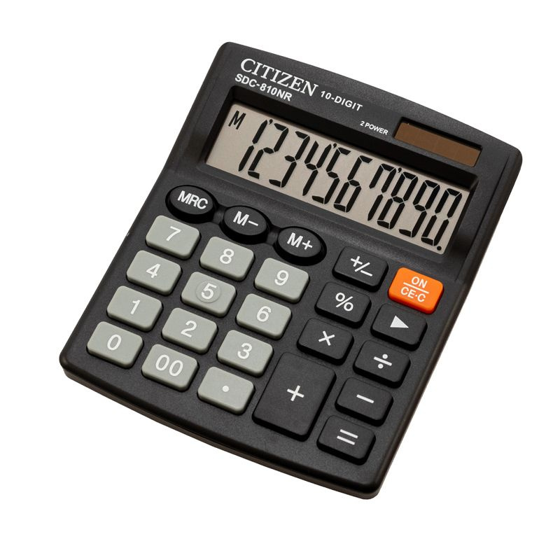 Калькулятор настольный Citizen SDC-810NR, 10 разрядов, двойное питание, 102х124х25мм, черный  #1