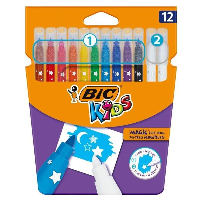 Фломастеры BIC KIDS MAGIC 12 цветов, стираемые #1