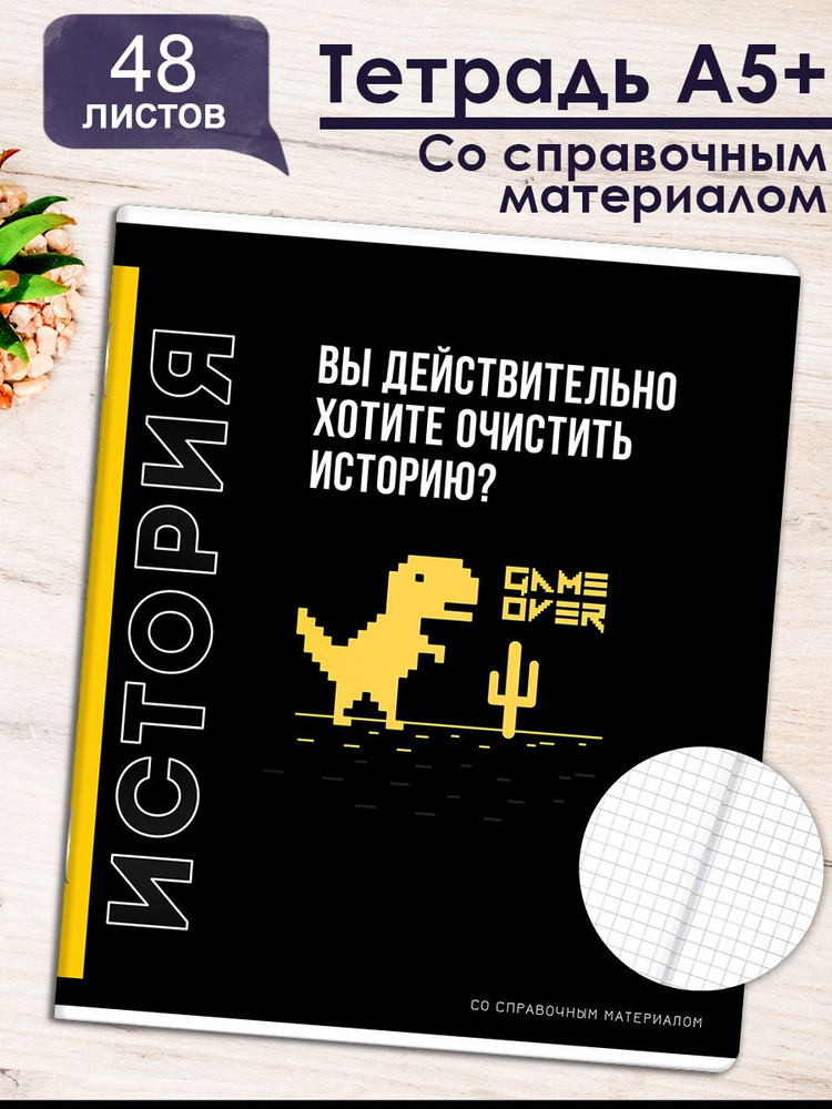 Тетрадь предметная "ФРАЗЫ С ХАРАКТЕРОМ" ИСТОРИЯ, А5+ в мягком переплёте на скобе, 48л в клетку  #1