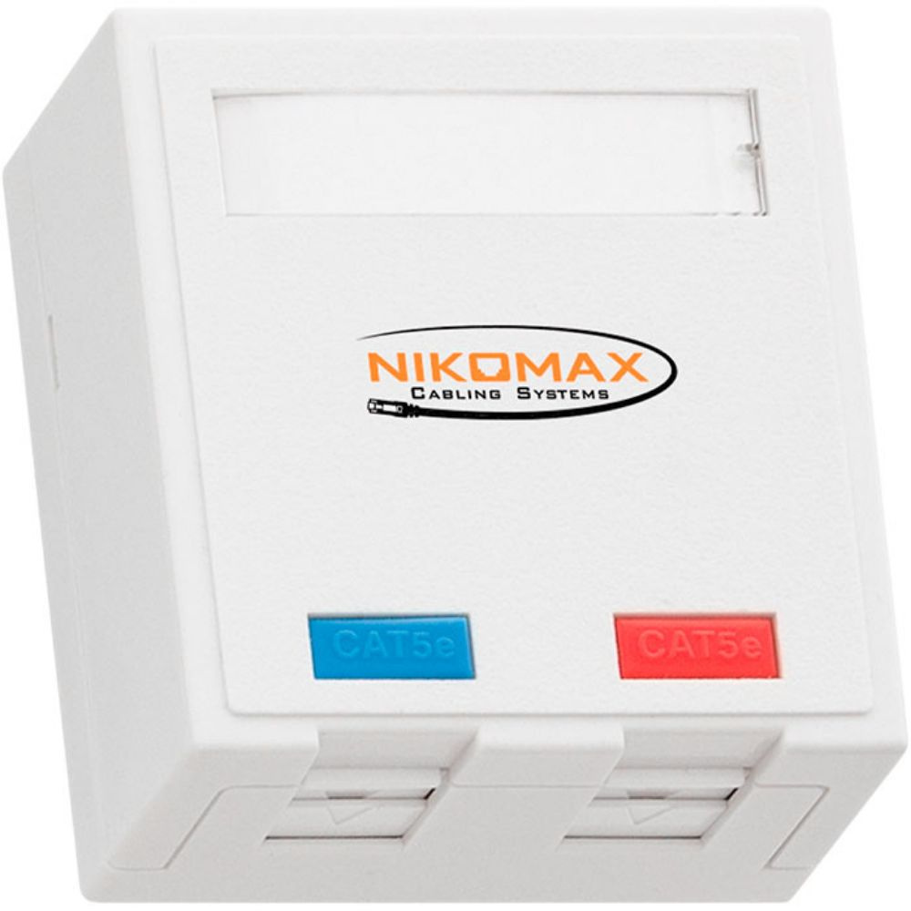 Розетка RJ-45+RJ-45 открытый монтаж категория 5e, белый, NIKOMAX (NMC-WO2UD2-FT-ST-WT)  #1