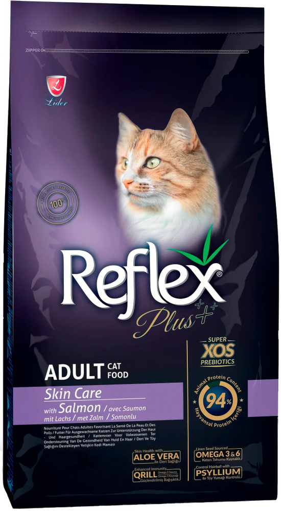 Корм Reflex Plus Skin Care Salmon для кошек, для здоровой кожи, лосось, 1.5 кг  #1