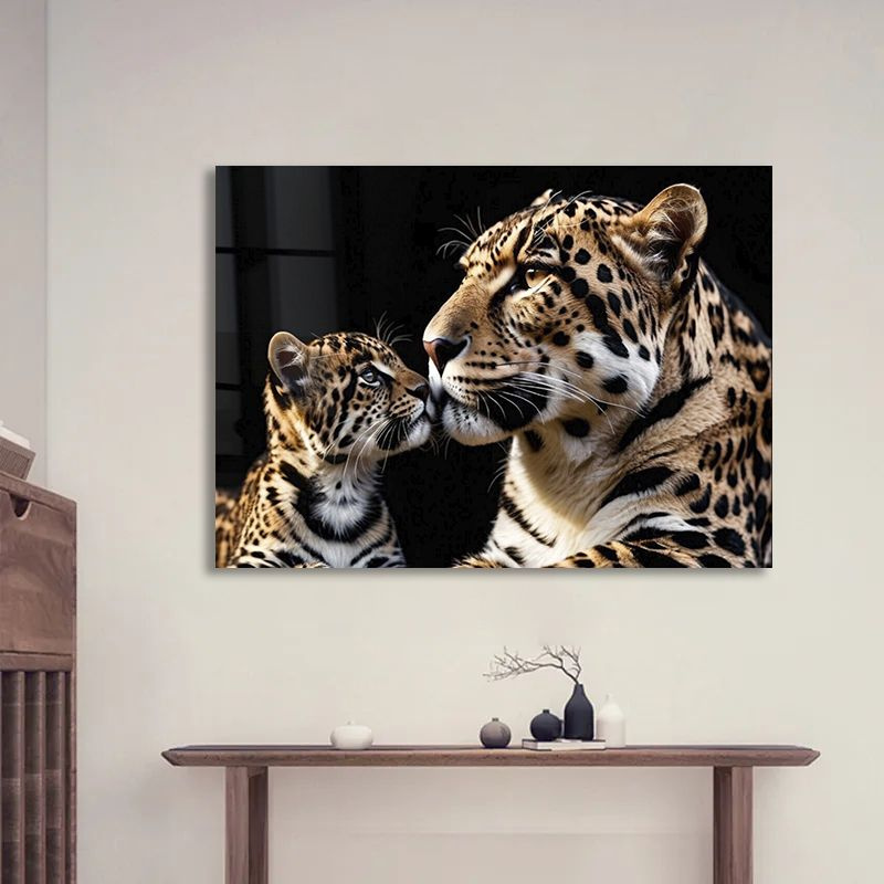 Картина леопард с детёнышем, 50х70 см. #1