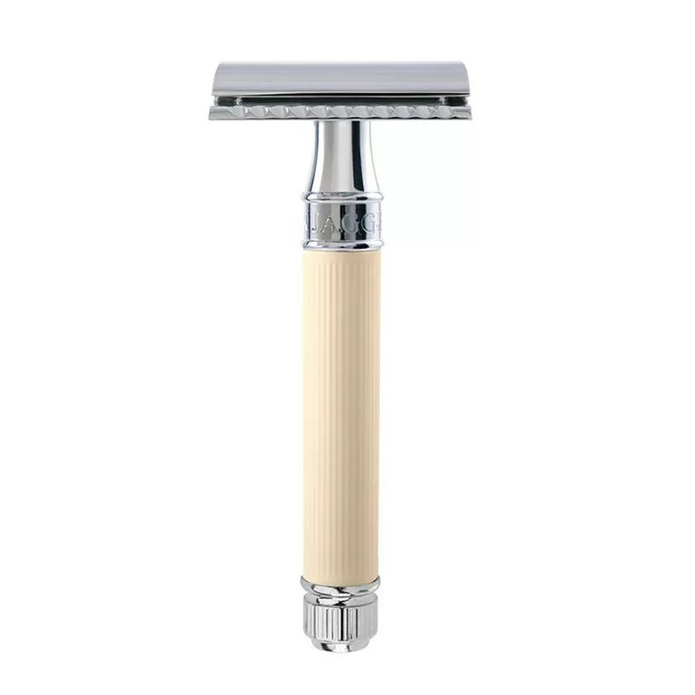 EDWIN JAGGER Safety Razor Chrome Beige, Станок хром бежевое резиновое покрытие Т-образный  #1