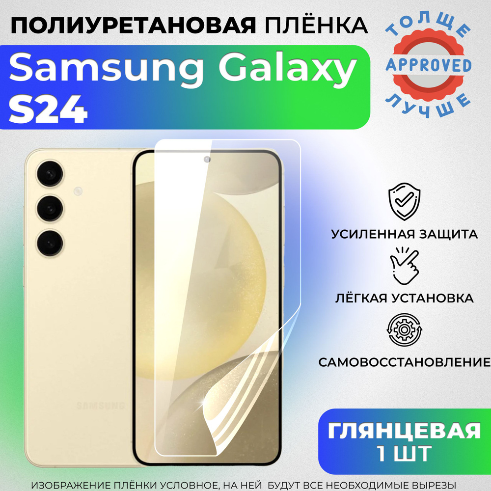 Полиуретановая защитная ГЛЯНЦЕВАЯ плёнка для Samsung Galaxy S24  #1