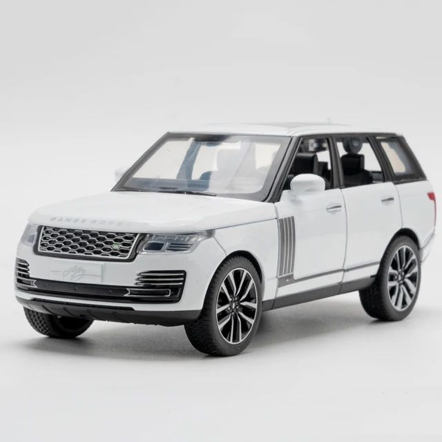 Машинка металлическая инерционная Range Rover белый длина 15см масштаб 1:32, модель со светом и звуком #1