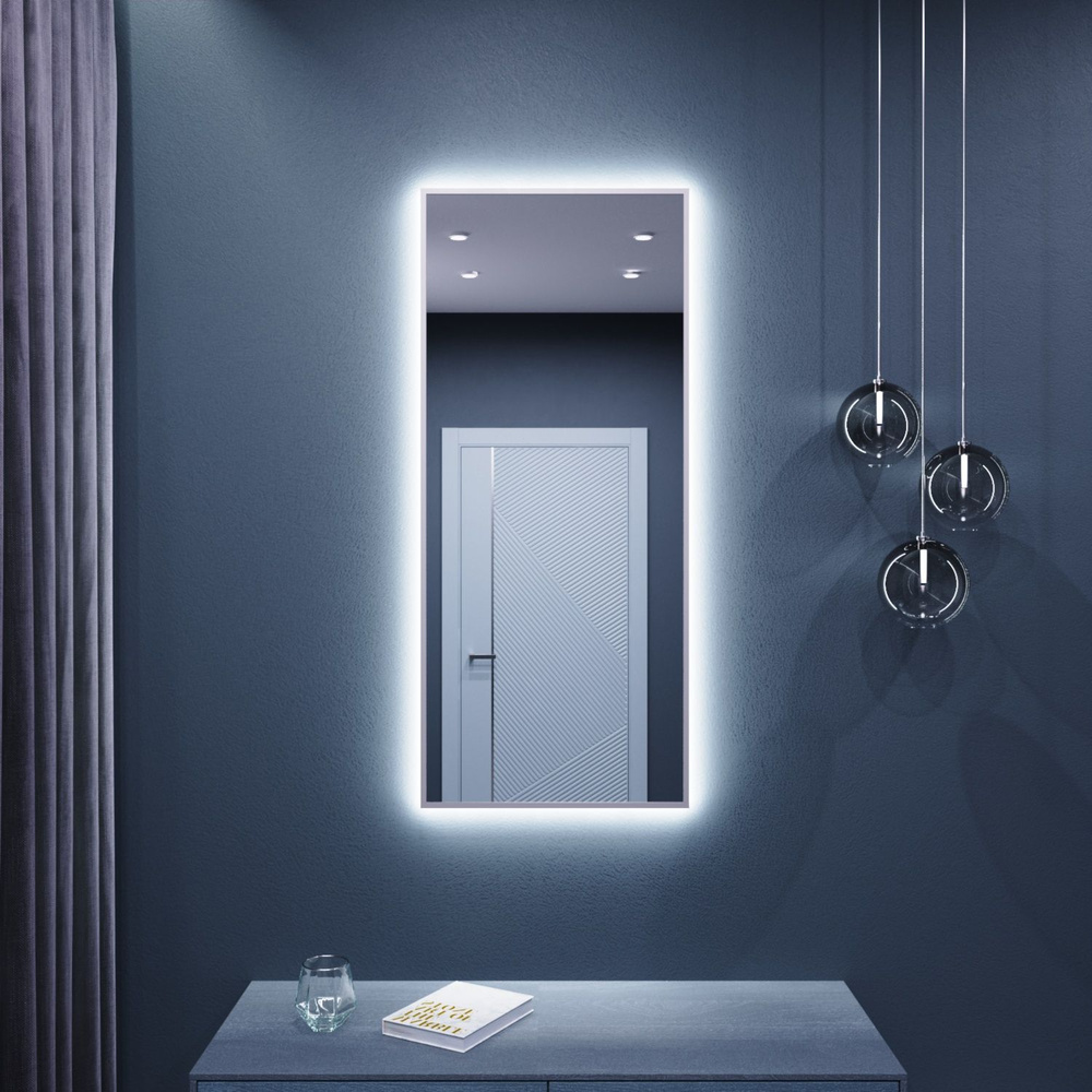 Зеркало с подсветкой в алюминиевой раме настенное ONE MARKET 110х50 см. Свет: Нейтральный белый 6000К. #1