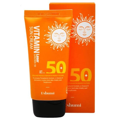 Eshumi Sunscreen Sun Cream Cолнцезащитный увлажняющий крем с витаминами и коллагеном против пигментации #1