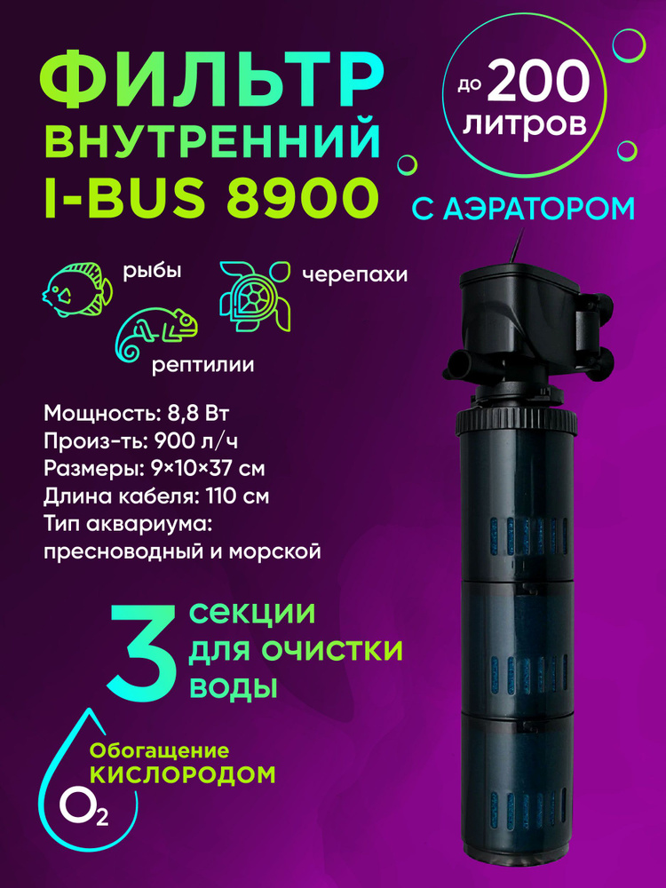 Внутренний фильтр для акварума I-bus 8900 (KW), 900л/ч #1