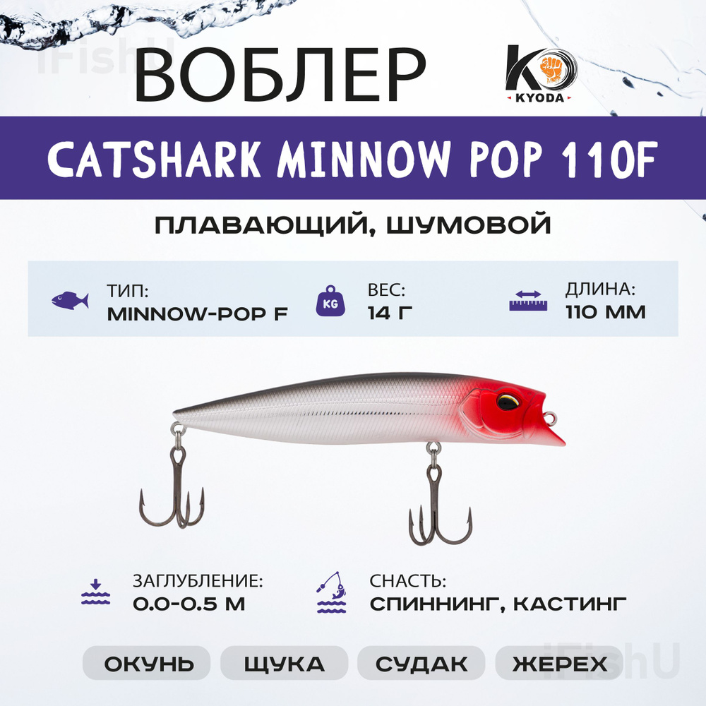 Воблер KYODA CATSHARK MINNOW F, 110мм, 14г, 0 - 0,5м, P1881 #1