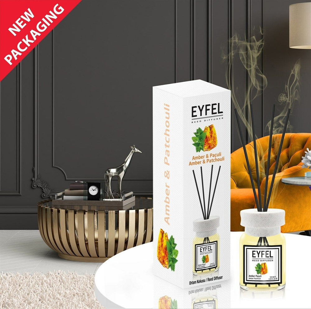 EYFEL PERFUME Диффузор Амбра и пачули, 120 мл, ароматический диффузор для дома с палочками  #1