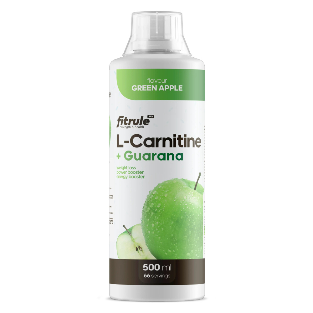 Безалкогольный напиток Fitrule L-Carnitine+Guarana 500ml (Яблоко) Тонизирующий эффект, Улучшение концентрации, #1