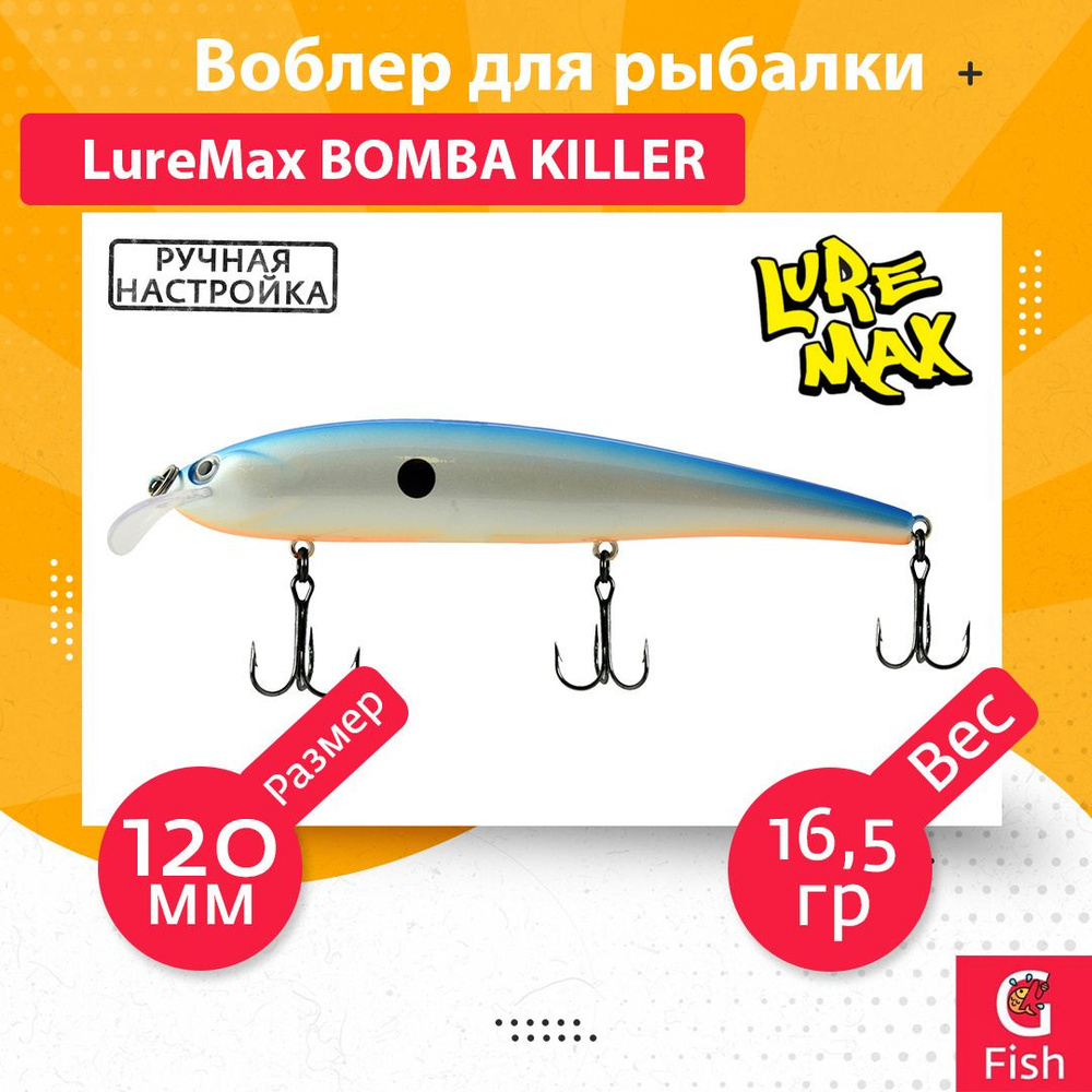 Воблер для рыбалки LureMax BOMBA KILLER 120FDR-085 16,5 г., для троллинга (судак, щука)  #1