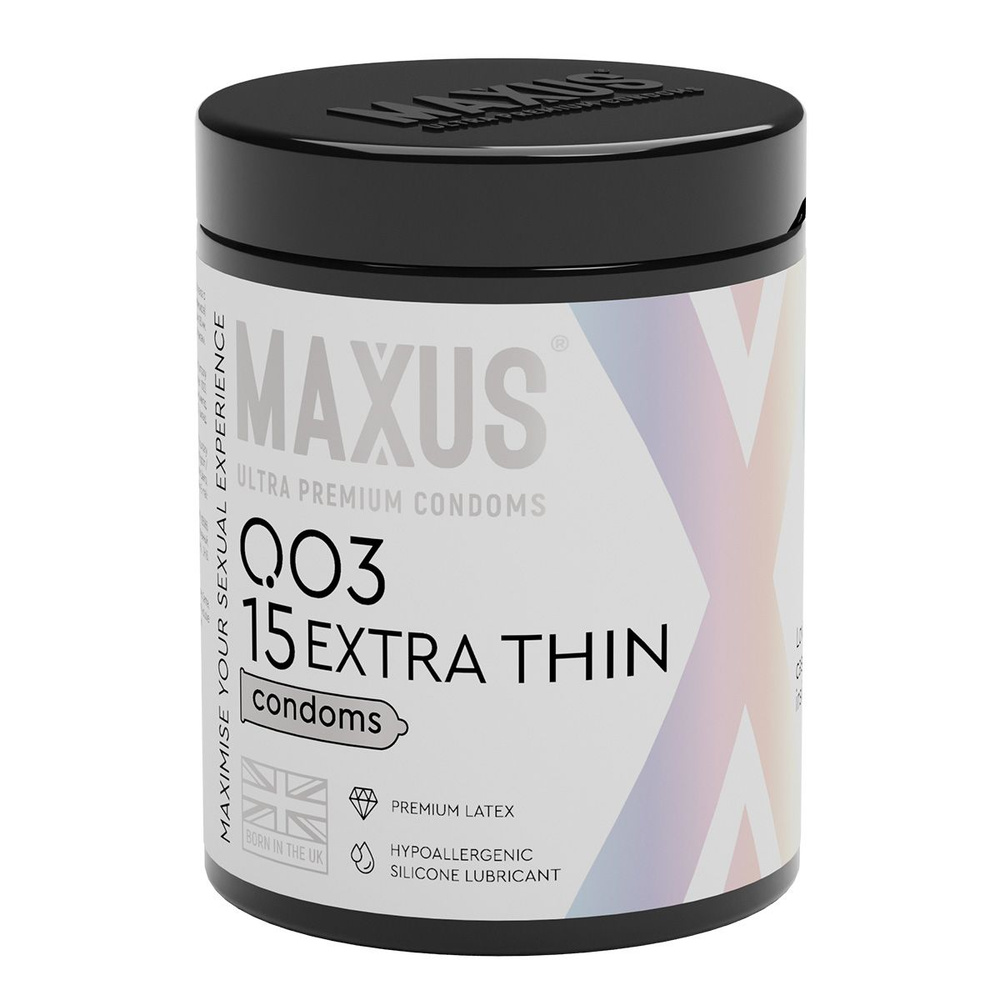 Презервативы в пластиковом контейнере экстратонкие MAXUS 003 Extra Thin - 1 уп (15 шт)  #1