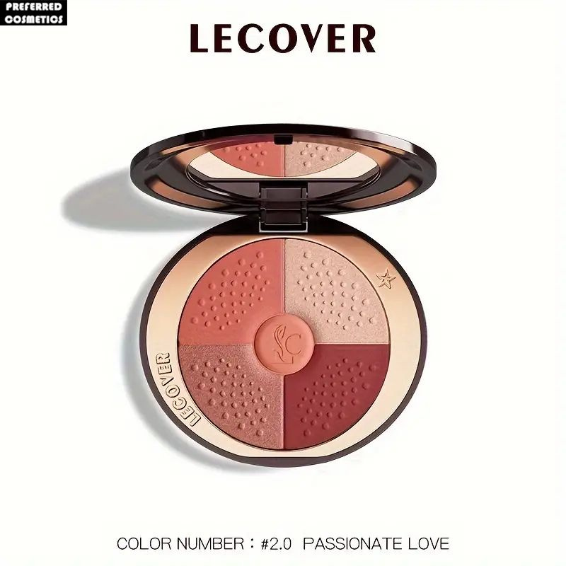 Палитра румян Lecover Glow Rouge - Водостойкие, для всех тонов кожи, сочетающие в себе мерцание и подсветку #1