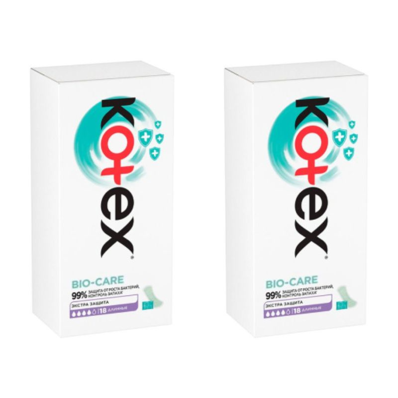 Kotex Прокладки ежедневные, Bio-Care, удлиненные, 18 штук в упаковке, 2 уп.  #1