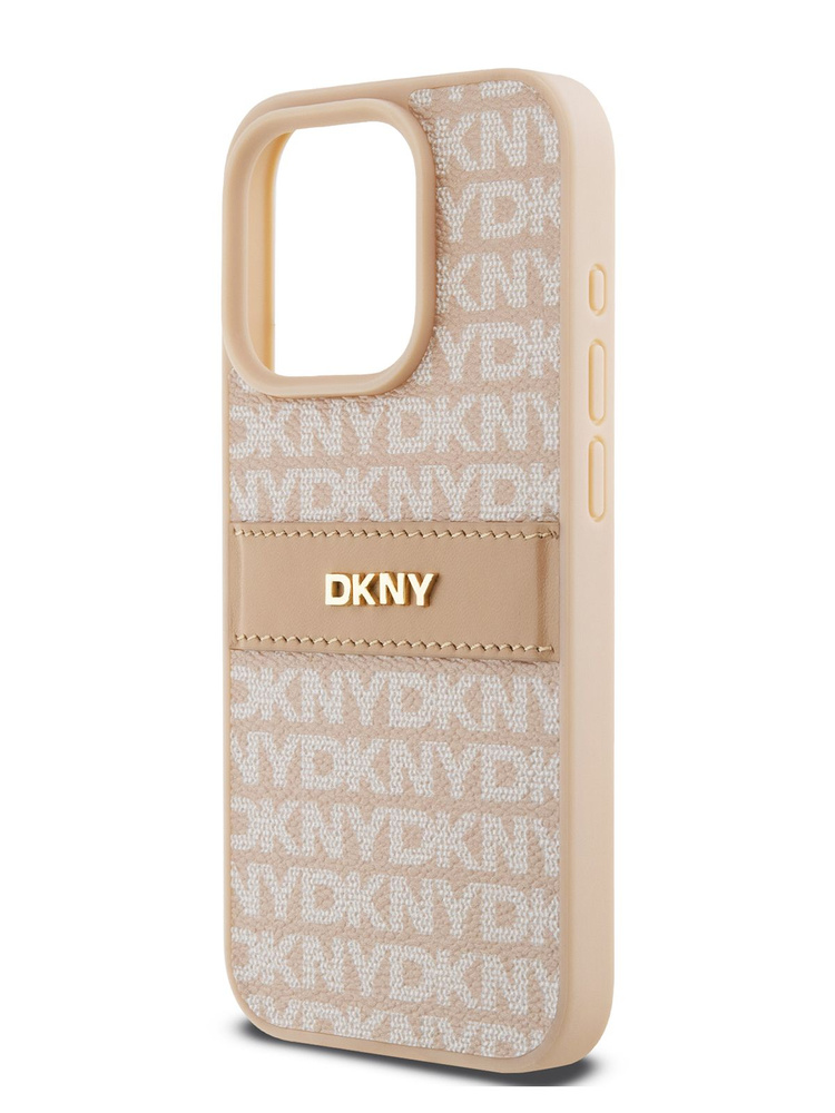 Чехол DKNY PU на Apple iPhone 15 Pro Max из экокожи, с металлическим логотипом, с принтом Repeat texture #1