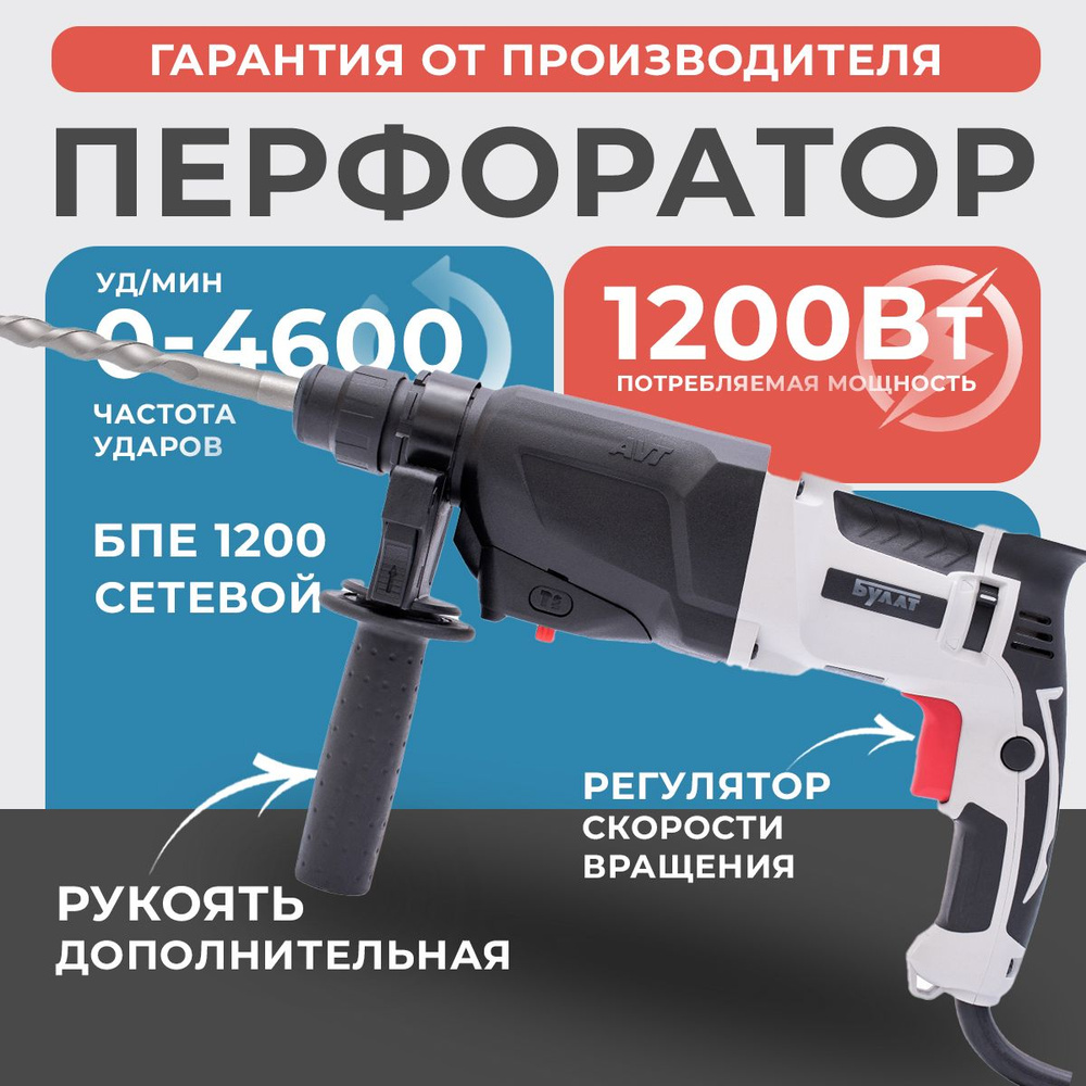 Перфоратор электрический EWA БПЕ 1200, 1200 Вт, 3.2 Дж, SDS-Plus , кейс  #1