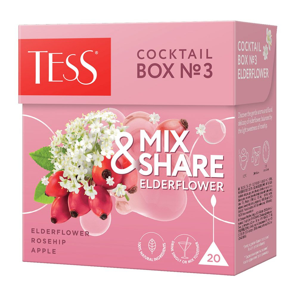 Чай в пирамидках травяной TESS MIX&SHARE ELDERFLOWER Сocktail Box № 3 (Коктейль Бокс №3 Бузина) 20 шт #1