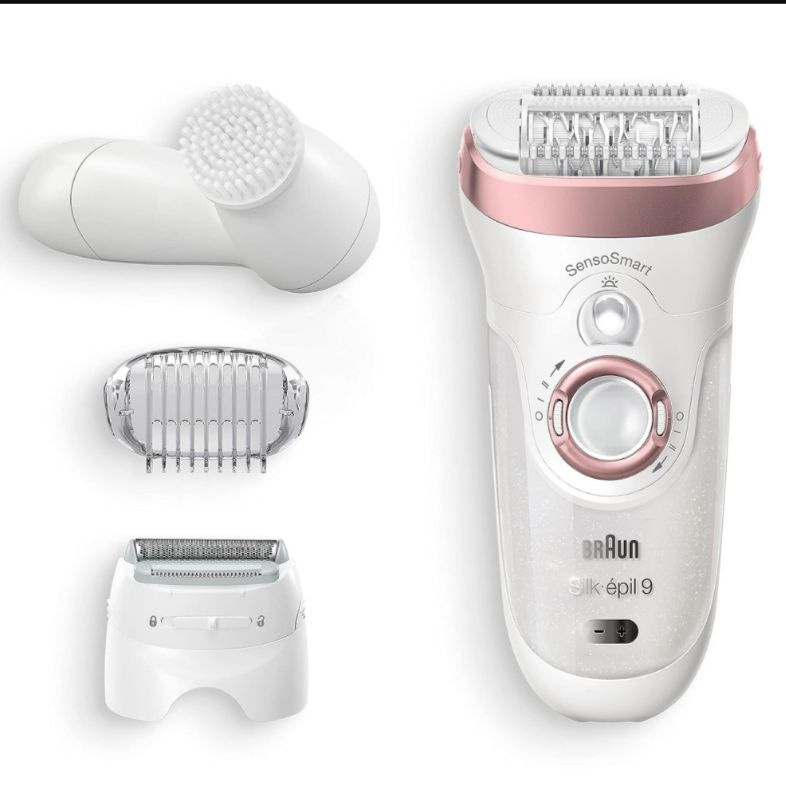 Эпилятор Braun Silk-epil 9 Beauty Set SES 9-985 с щёточкой для лица белый/розовый сухая/влажная эпиляция #1