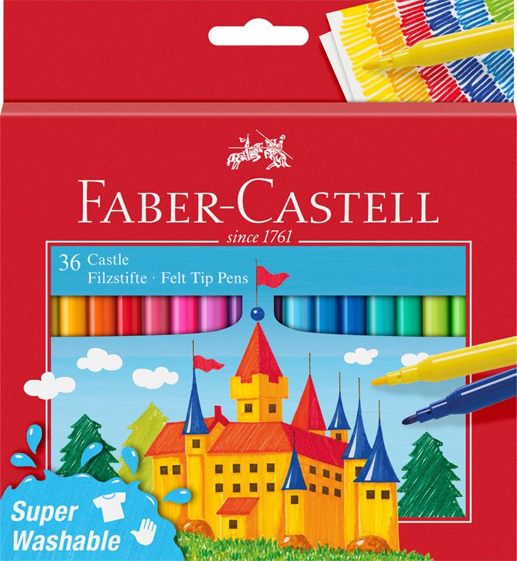 Фломастеры Faber-Castell "Замок", 36цв., смываемые, картон, европодвес  #1