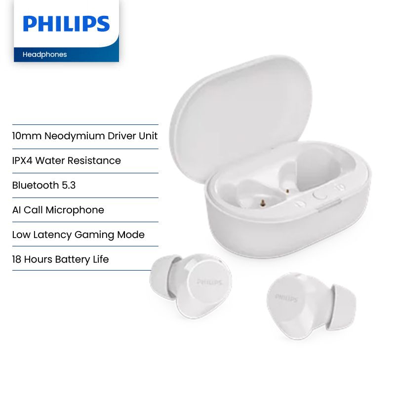 Беспроводные наушники Philips T1209, технология Bluetooth 5.3, 18 часов работы от аккумулятора  #1