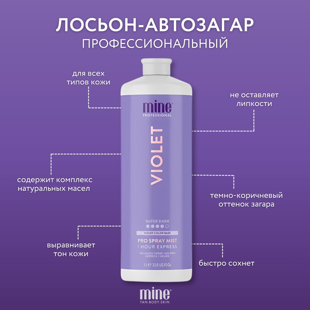 MineTan Профессиональный лосьон автозагар Violet 1000 мл #1