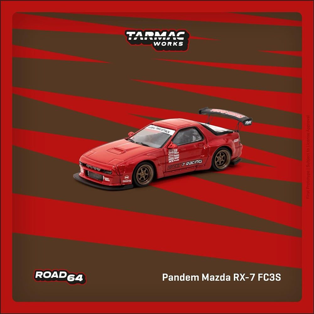 Машинка Tarmac Works 1/64 Mazda Rx-7 Fd3s Red Diecast Scale Model Car #1