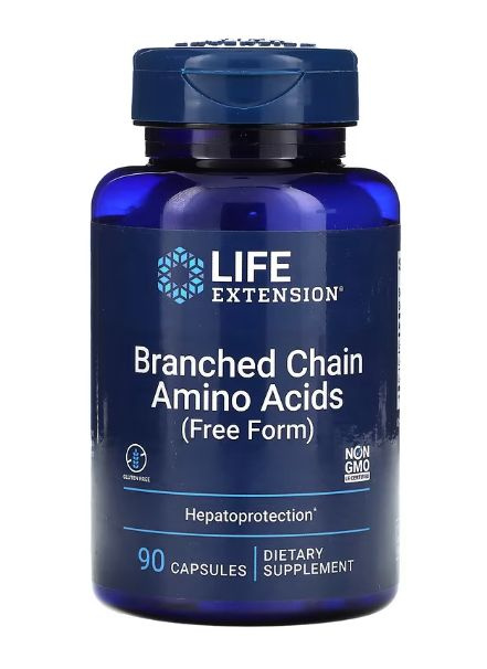 Аминокислоты с разветвленной цепью 90 капсул, LIFE Extension Branched Chain Amino Acids, Повышает выносливость, #1