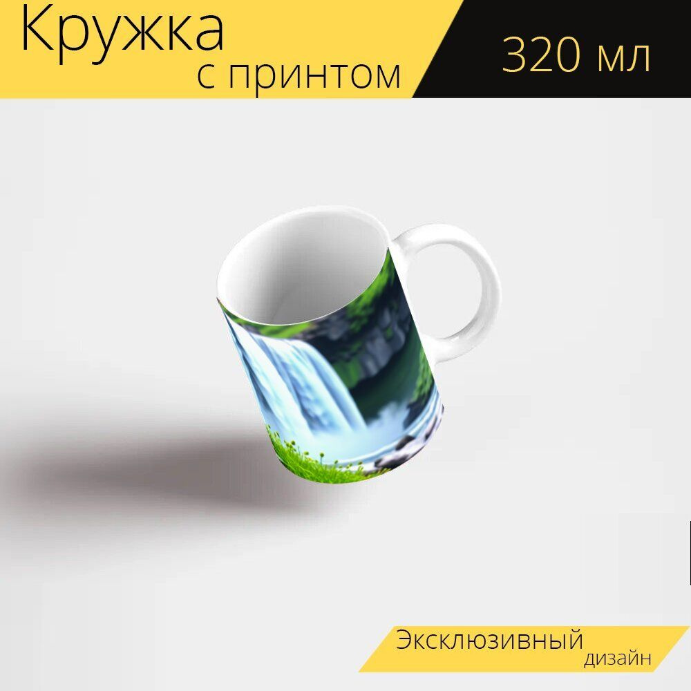 LotsPrints Кружка ""Тюльпаны на фоне водопада" 1851", 330 мл, 1 шт #1