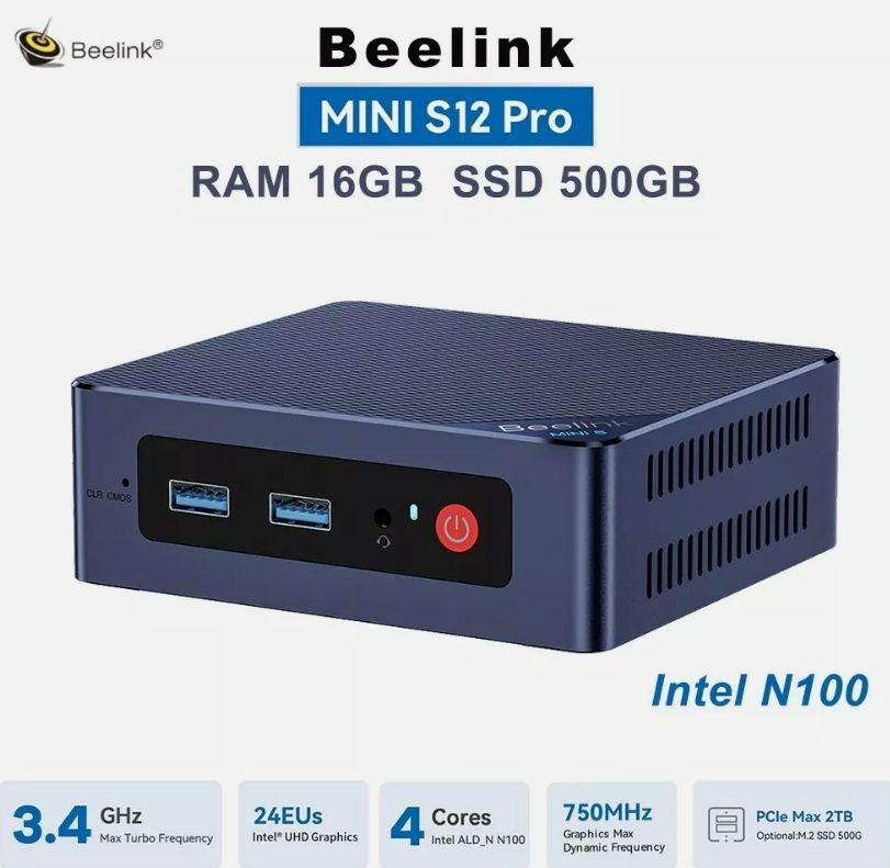 Beelink Мини-ПК 2024 Новый Настольный игровой компьютер, DDR4, WiFi6/BT 5.2, 4K 60 Гц HDMI, офисный хост #1