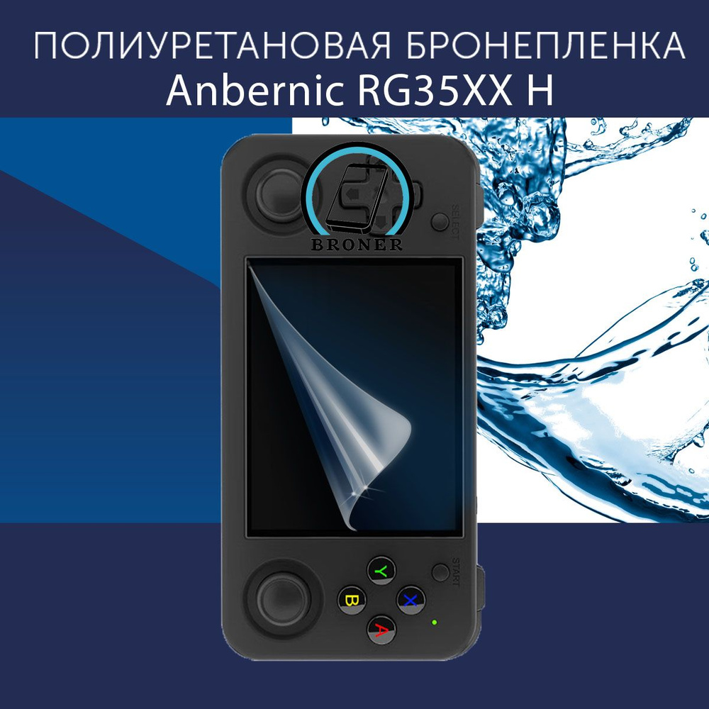 Полиуретановая бронепленка для Anbernic RG35XX H / Защитная плёнка на экран игровой приставки / Глянцевая #1