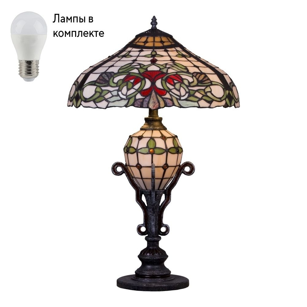 Настольная лампа тиффани с Led лампочками в комплекте Velante 844-804-03+Lamps  #1