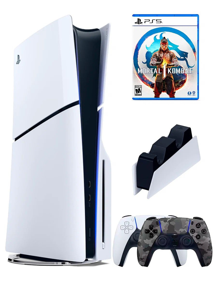 PS5 (ПС5) Игровая приставка Sony PlayStation 5 Slim disc + 2-й геймпад(камуфляжный) + зарядное + игра #1