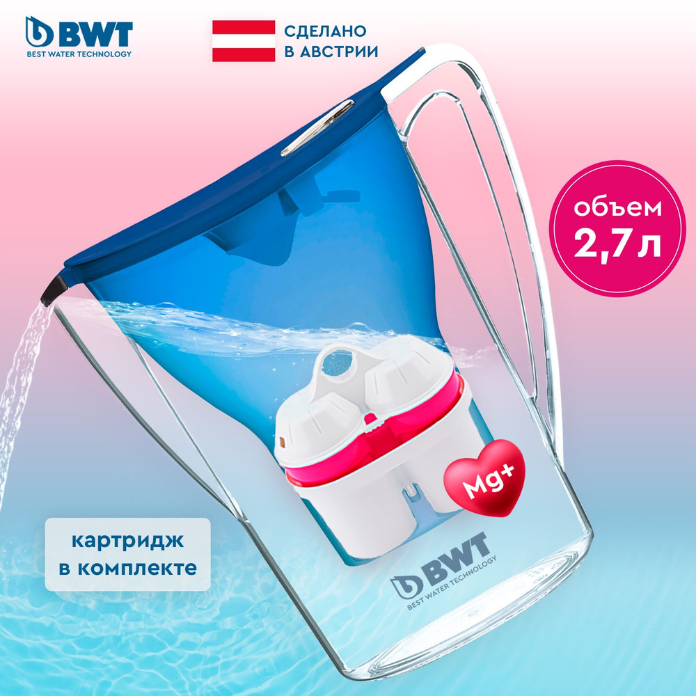 Фильтр-кувшин для воды с 1 картриджем Минерализацией Магнием BWT Aqualizer Home синий  #1