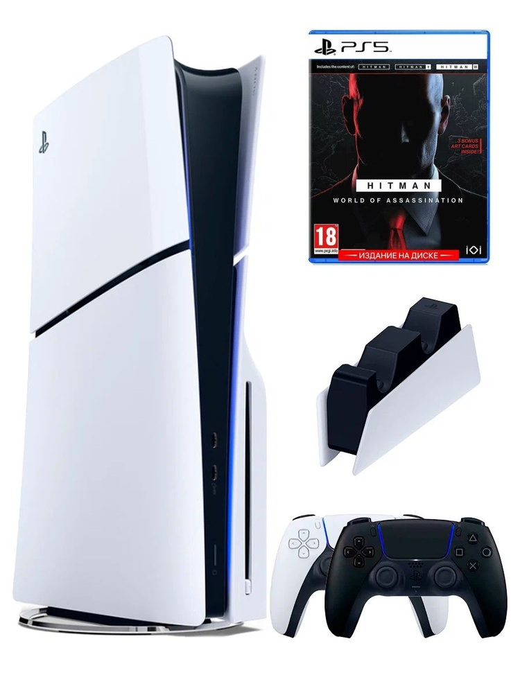 PS5 (ПС5) Игровая приставка Sony PlayStation 5 Slim disk+ геймпад+зарядное+игра Hitman  #1