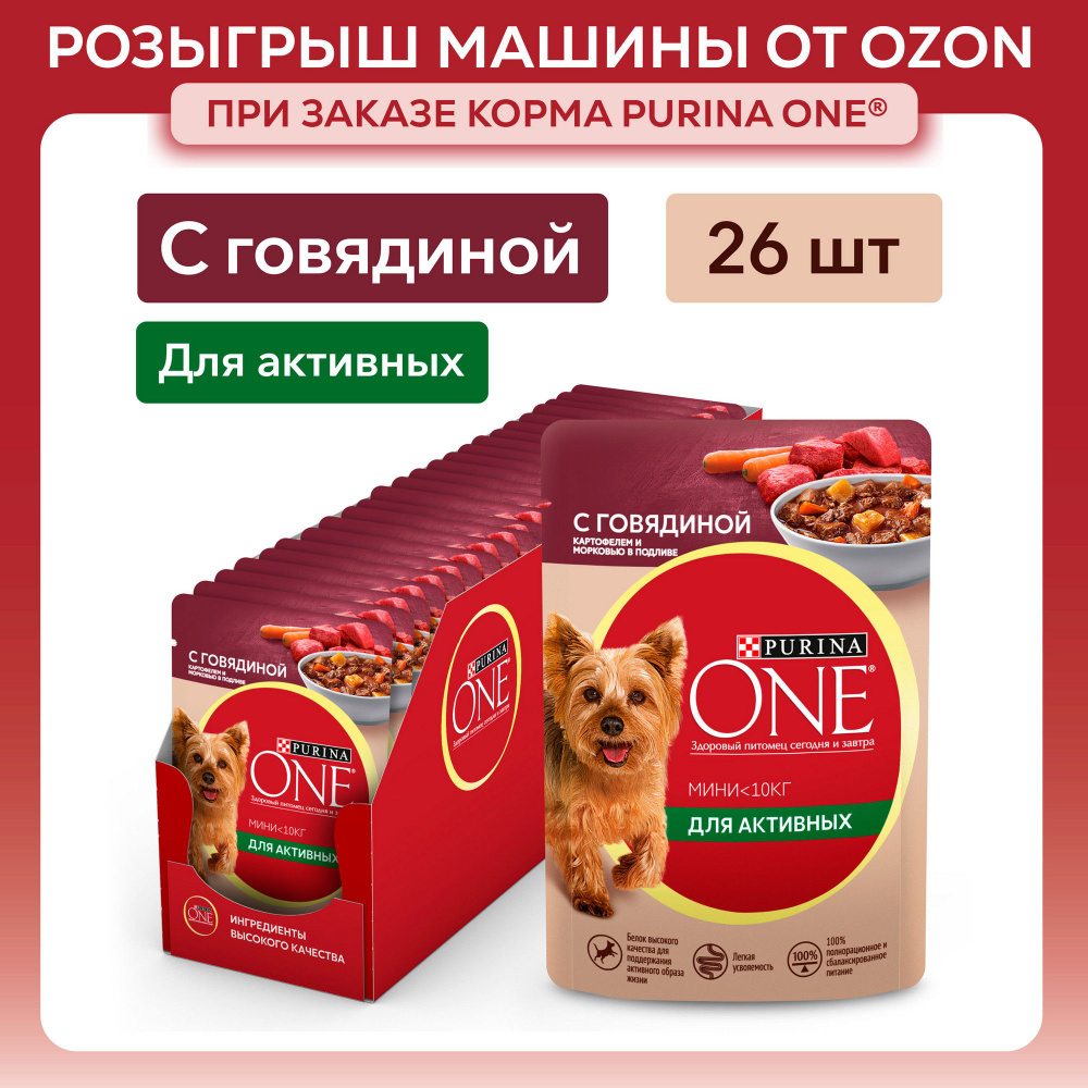 Влажный корм для собак Purina ONE МИНИ для мелких и карликовых пород при активном образе жизни, в подливе #1