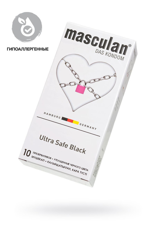 Презервативы Masculan, ultra 4, ультрапрочные, 19 см, 3,4 см, 10 шт.(Ultra Safe Black № 10)  #1