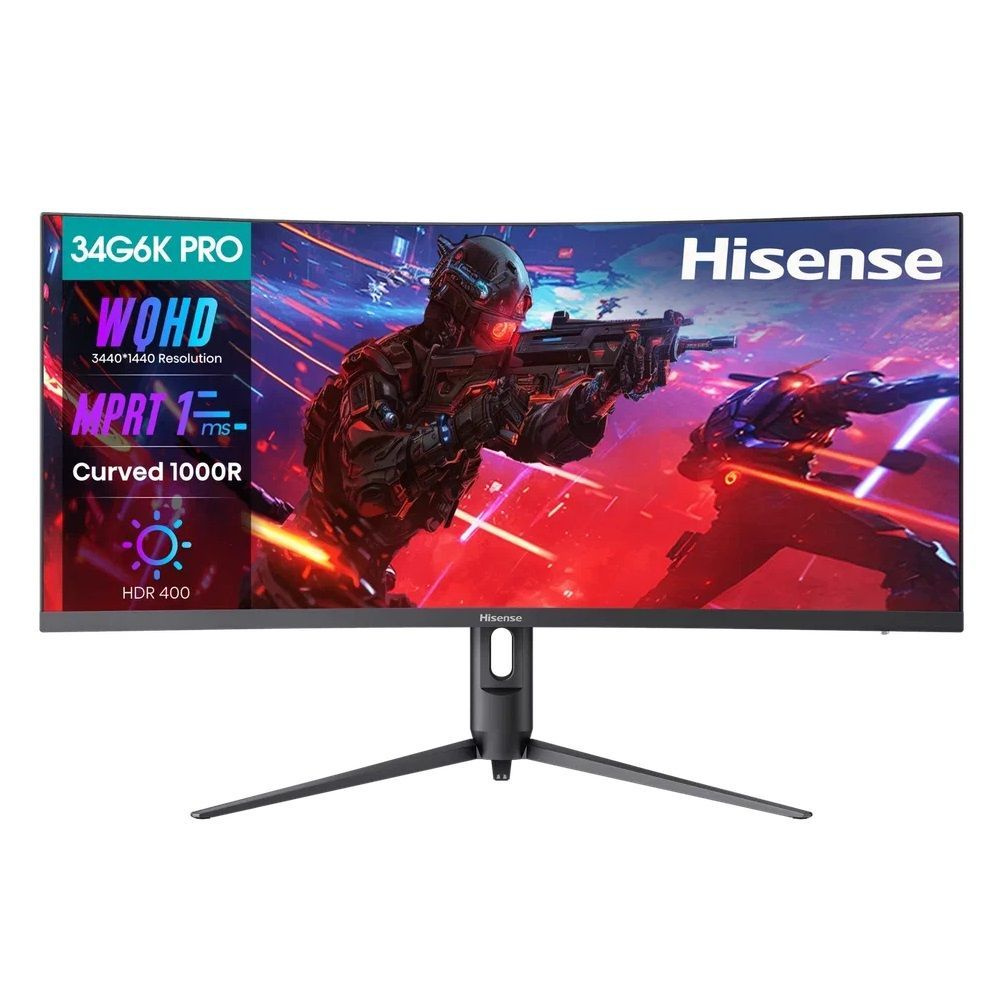 Hisense 34" Монитор 34G6K-PRO, 34 дюйма, изогнутый экран, VA-панель, частота 180 Гц, разрешение 3440x1440 #1