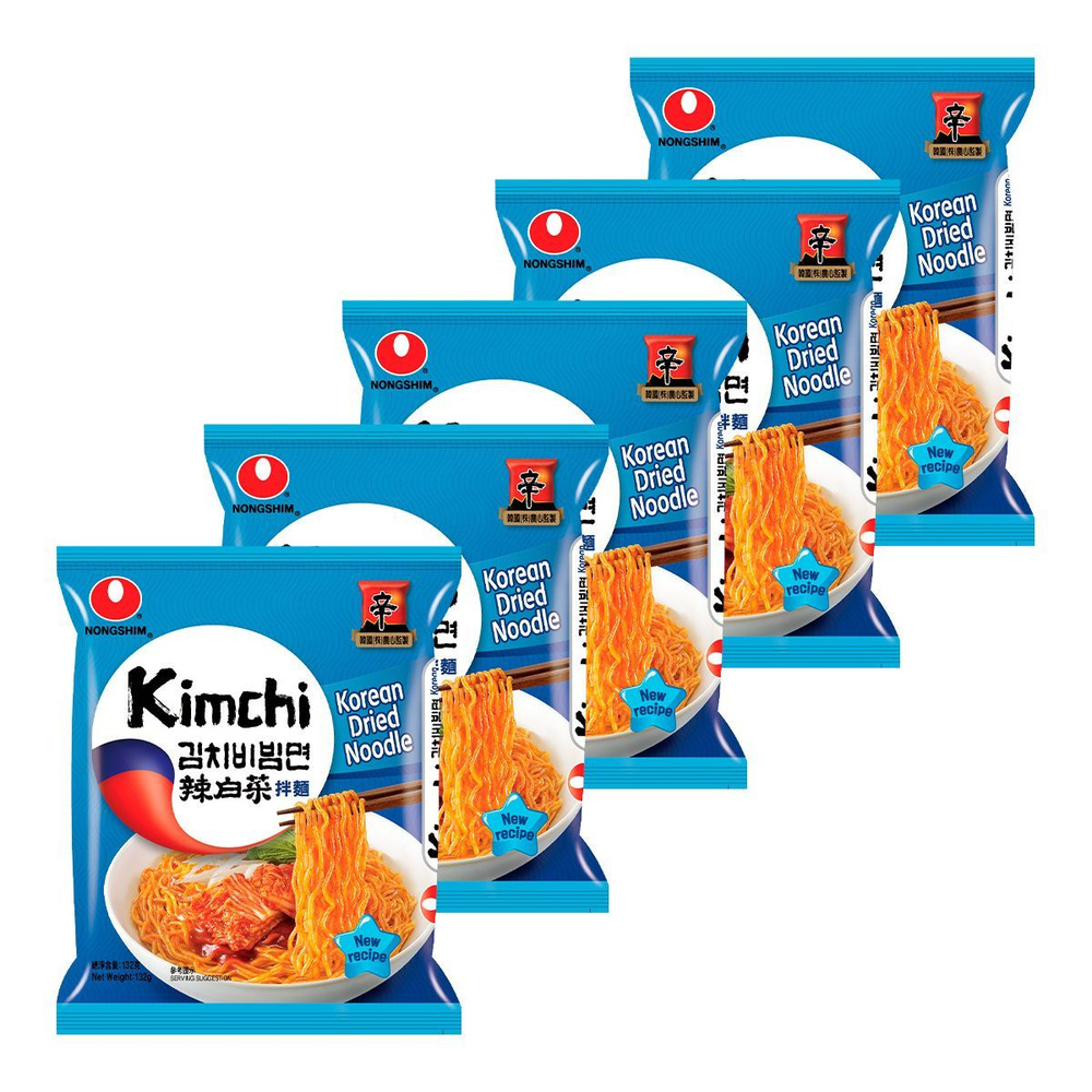 Лапша быстрого приготовления с обжаренной кимчи Nongshim, пачка 132 г х 5 шт  #1