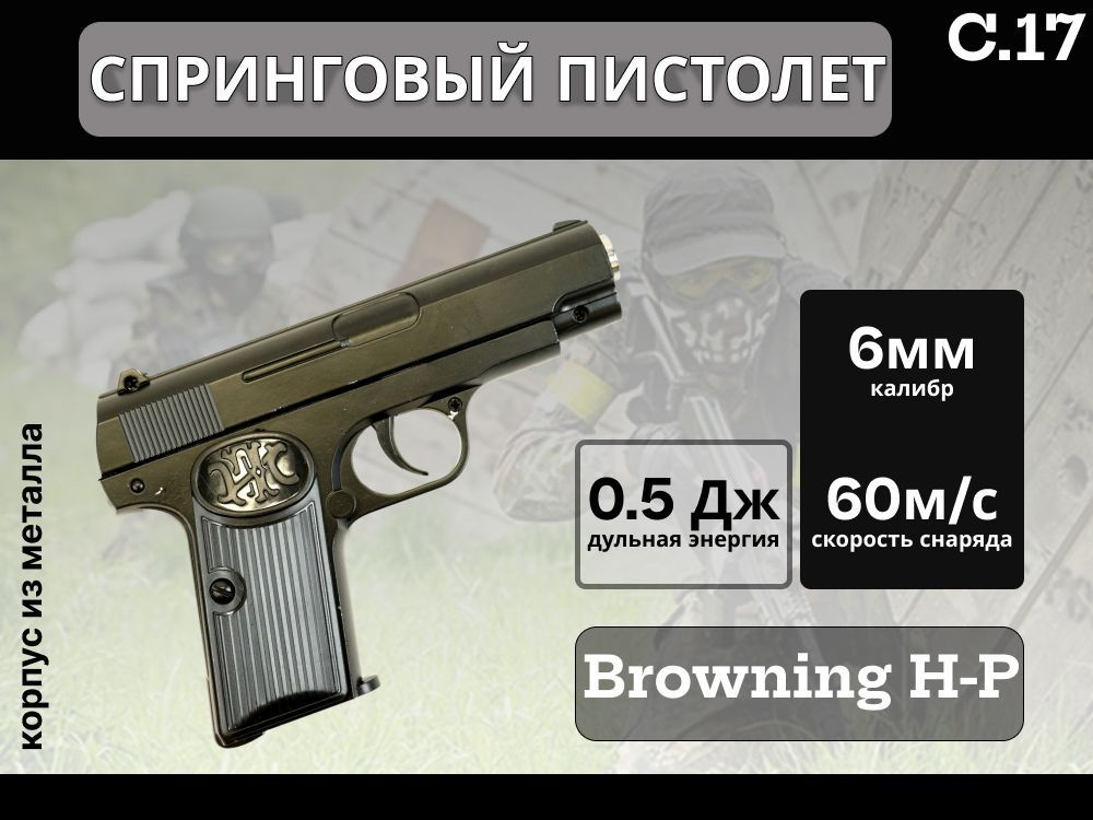 Пистолет Browning H-P страйкбольный спринговый (Shantou) #1