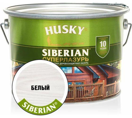 Суперлазурь для дерева HUSKY SIBERIAN цвет белый 9 л #1