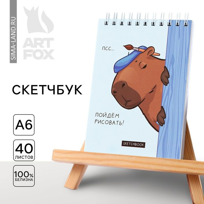 Скетчбук ArtFox "Капибара" А6, 40 листов, 100 г/м2 #1