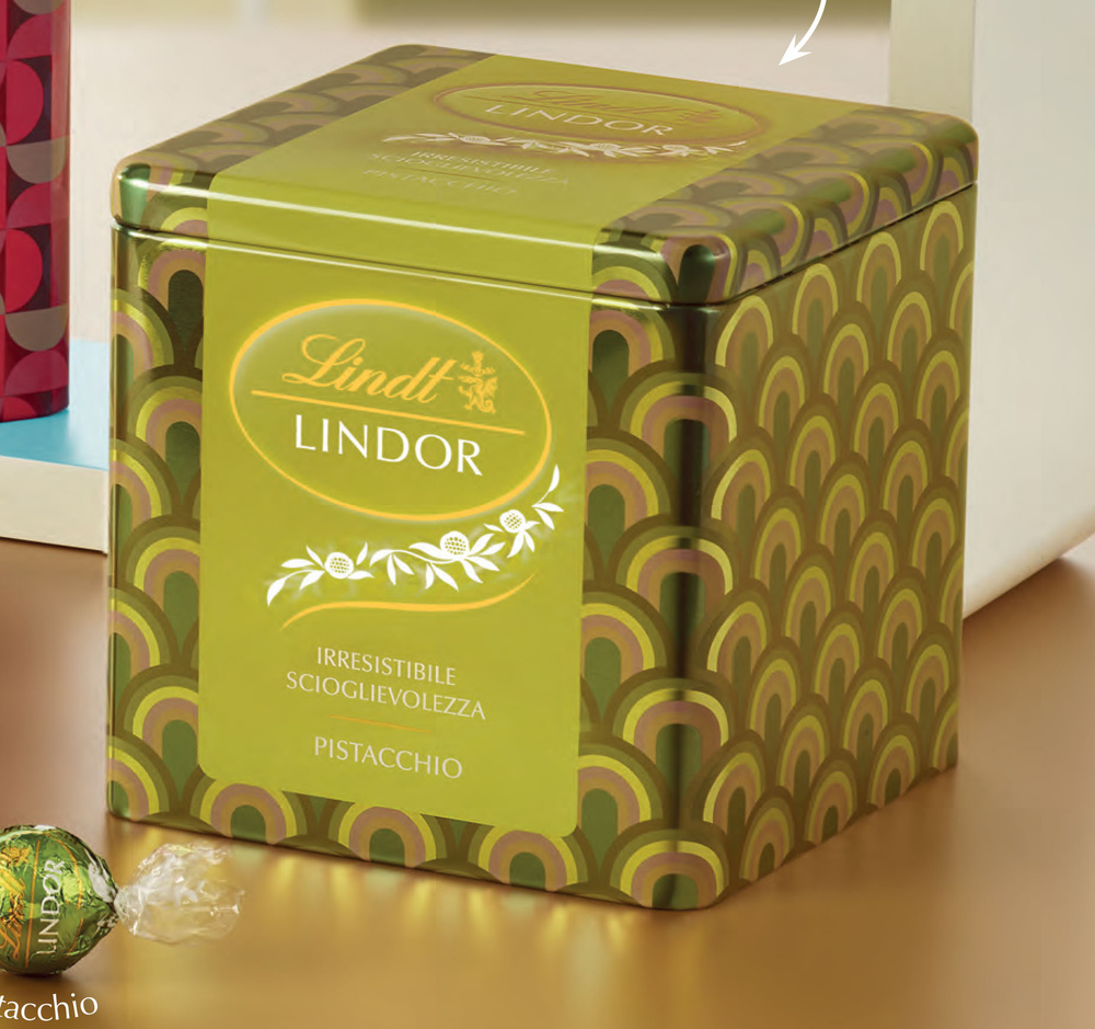 Конфеты LINDT "LINDOR ФИСТАШКА" в жестяном кубе 175г #1