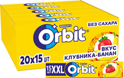 Жевательная резинка Orbit XXL Клубника-Банан, без сахара, 20 пачек по 20,4 г Хиты продаж